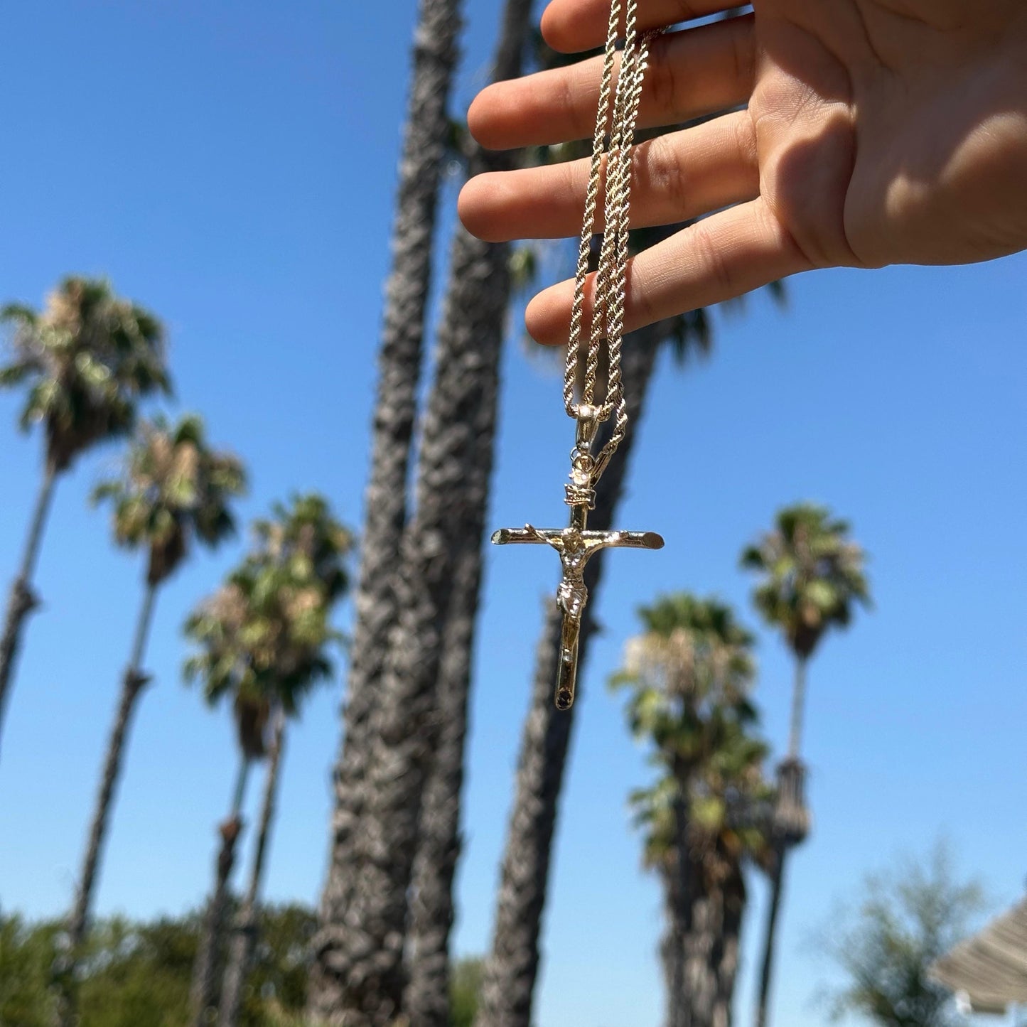 14k Italian Gold Plated Jesus Crucifix Necklace