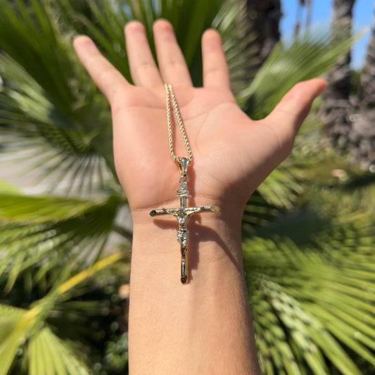 14k Italian Gold Plated Jesus Crucifix Necklace