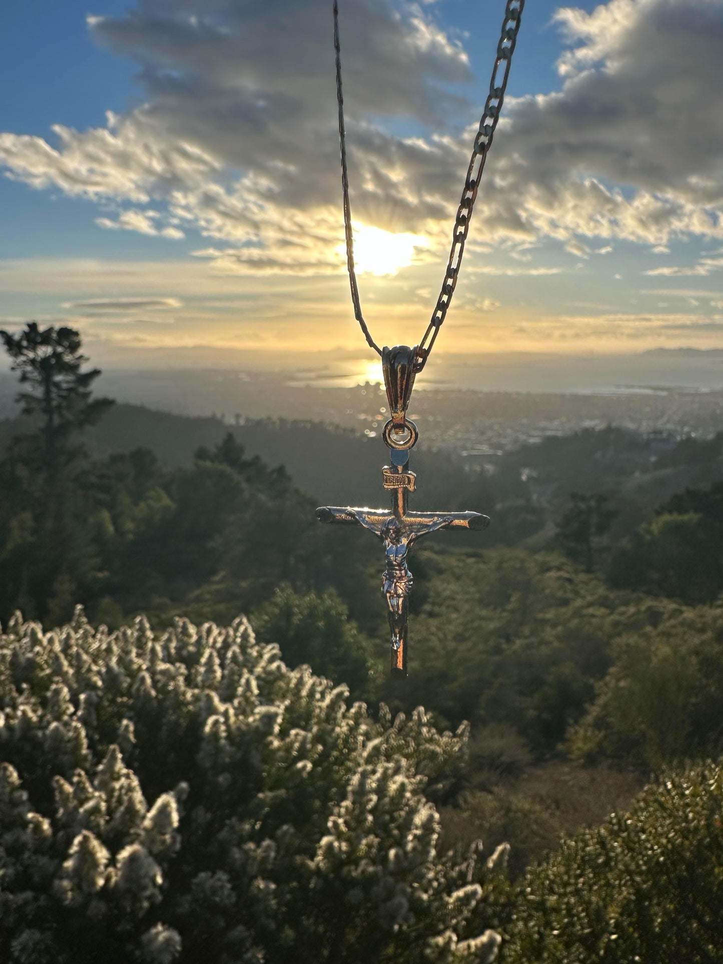 14k Italian Gold Plated Jesus Crucifix Necklace