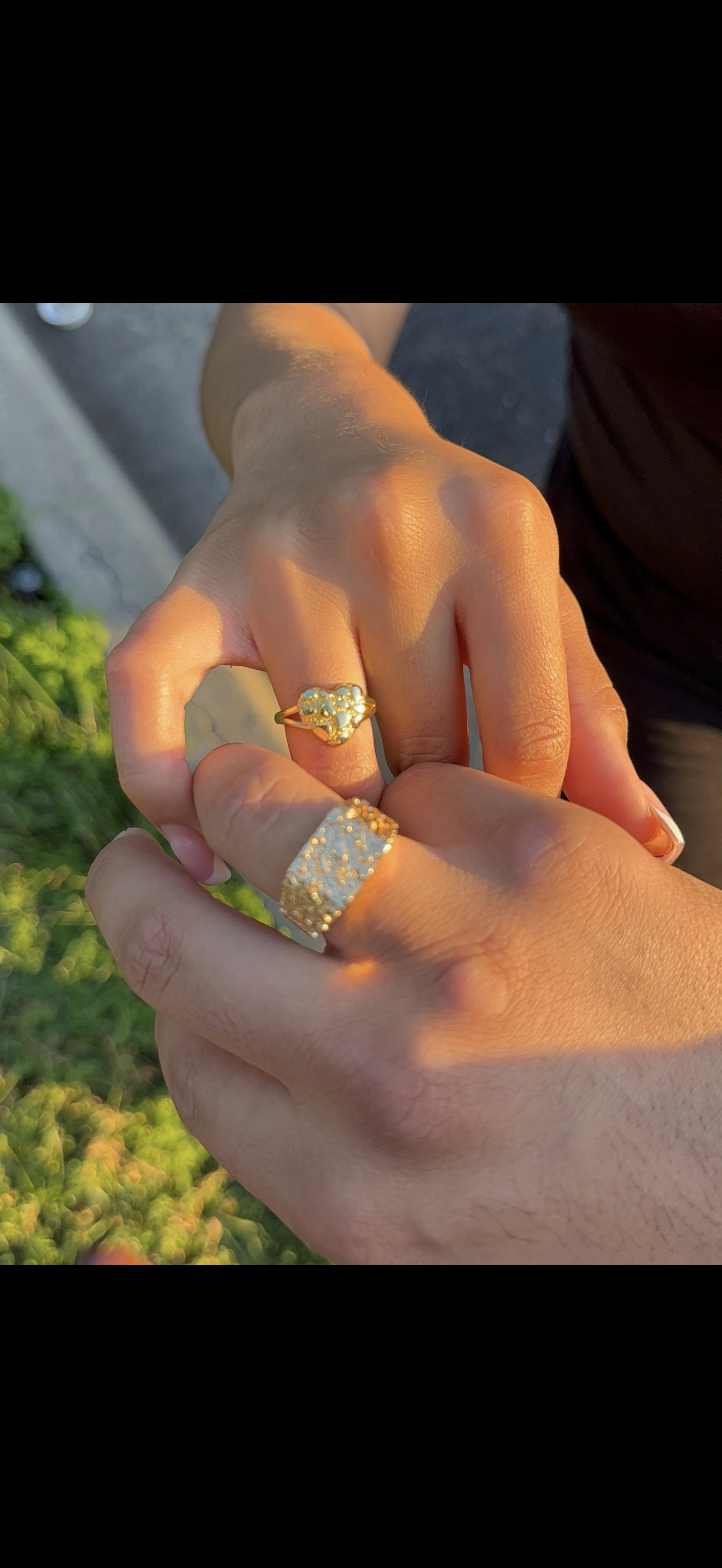 Gold Nugget Couple Rings - His & Hers Set