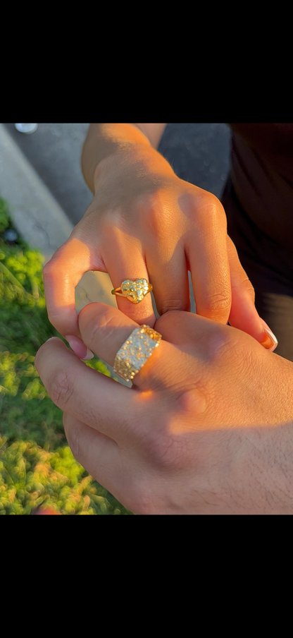 Gold Nugget Couple Rings - His & Hers Set