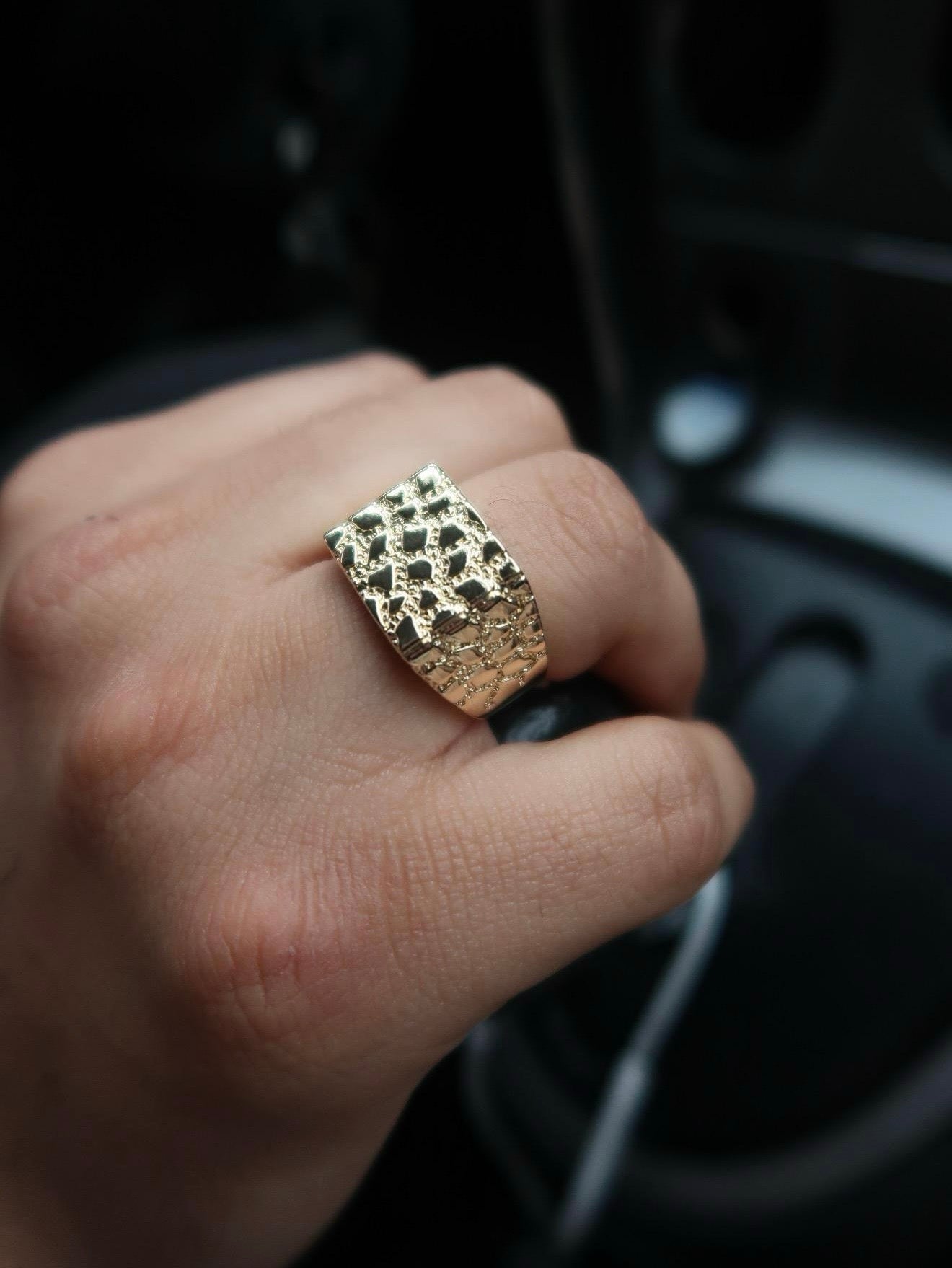 Gold Nugget Couple Rings - His & Hers Set