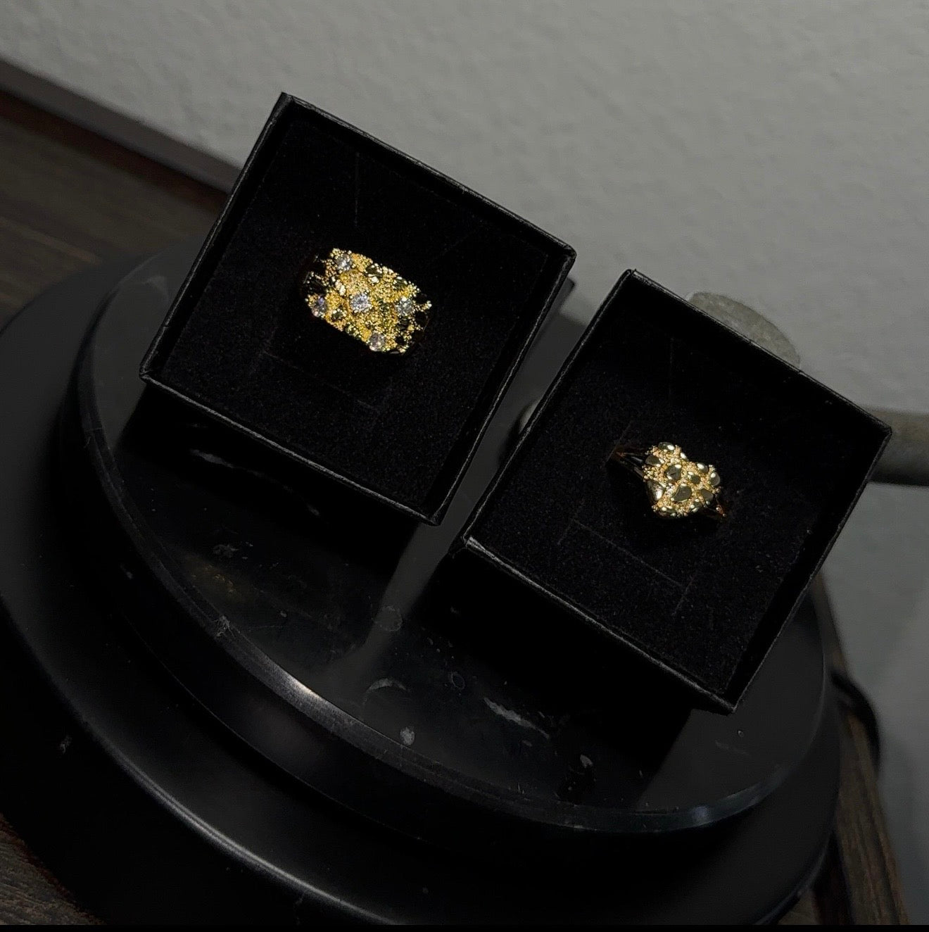 Gold Nugget Couple Rings - His & Hers Set
