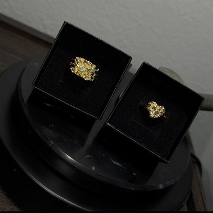 Gold Nugget Couple Rings - His & Hers Set