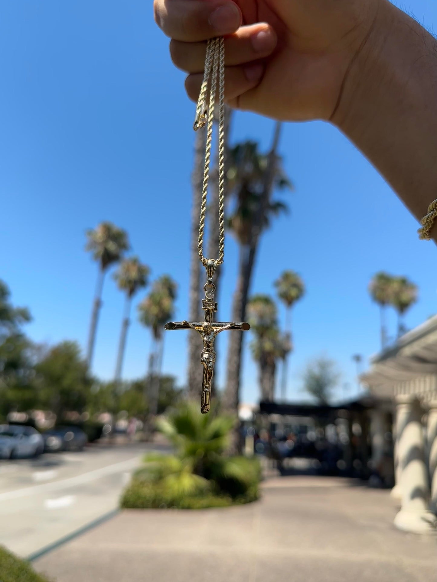 14k Italian Gold Plated Jesus Crucifix Necklace